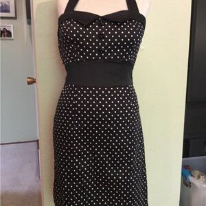 Black and White Polka Dot Halter Dress